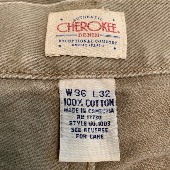 VINTAGE MENS 90S CHEROKEE CREAM KHAKI DAD CORE JEANS RANCH WORK FALL SCHOOL - Picture 4 of 5